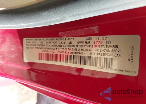 2008 Volkswagen New Beetle Se z USA, uszkodzony, nr VIN 3VWRG31Y18M409414